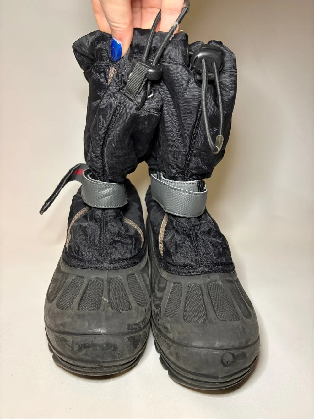 Sorel Flurry KIDS Snow Boots Size 7 Black‎ Red Waterproof Insulated